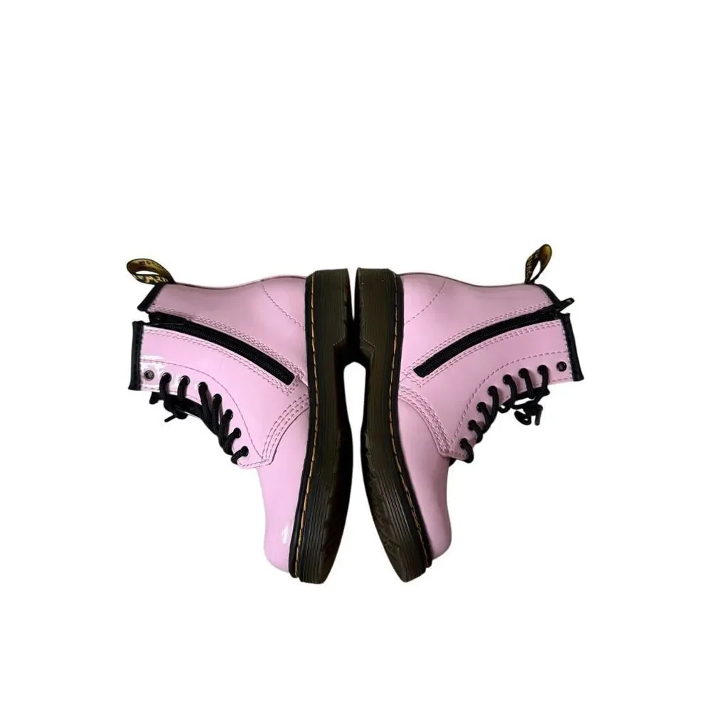 Dr. Martens Kids Girl Boots Patent‎ Leather Lace Up Pastel Pink 10